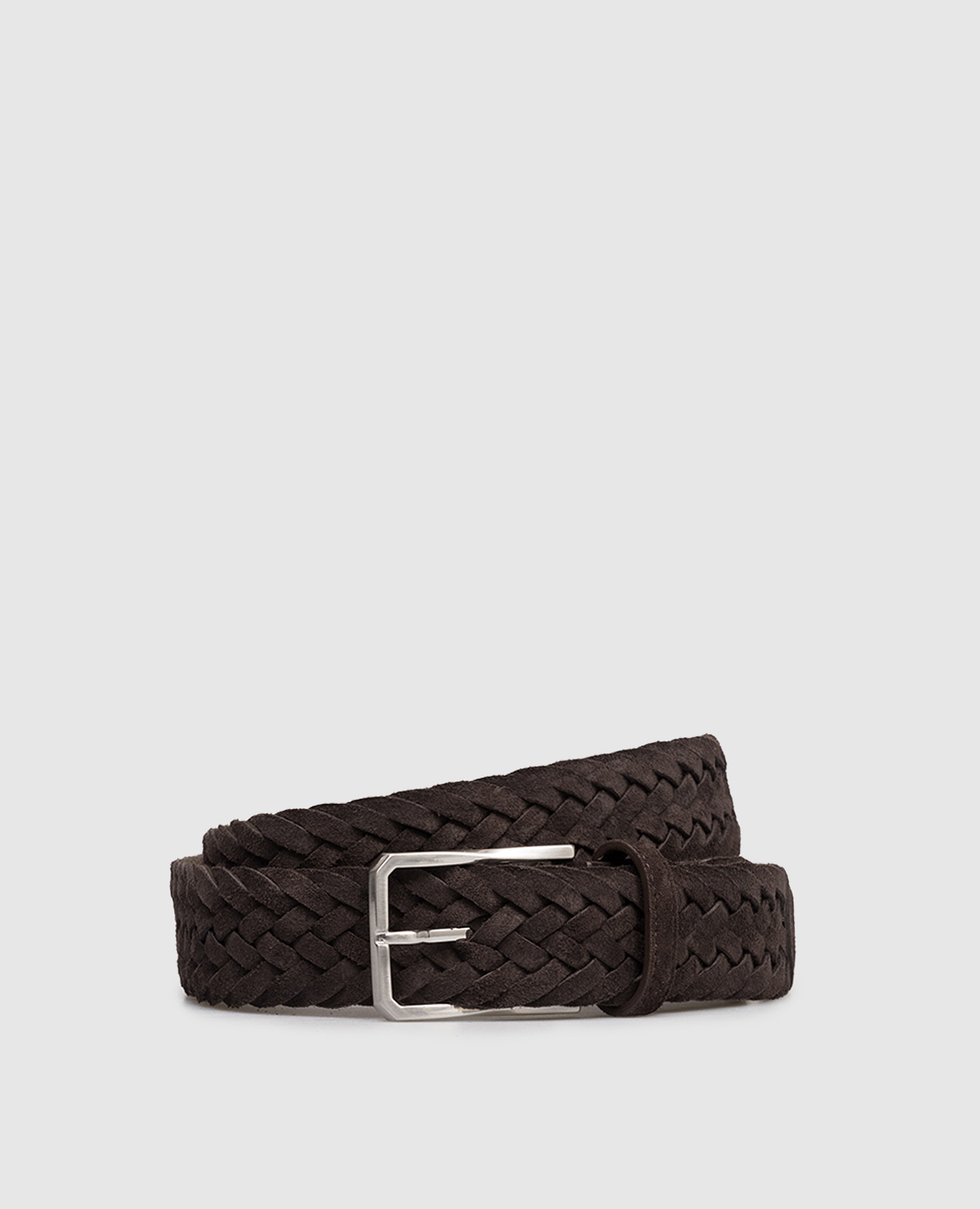 Коричневый замшевый плетеный ремень