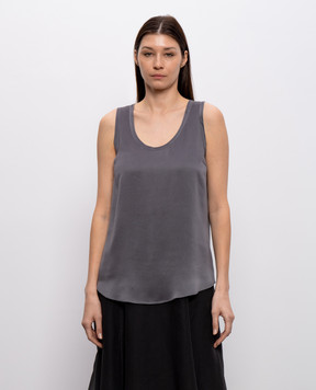 Brunello Cucinelli Топ із шовку сірого кольору MPC59E0600