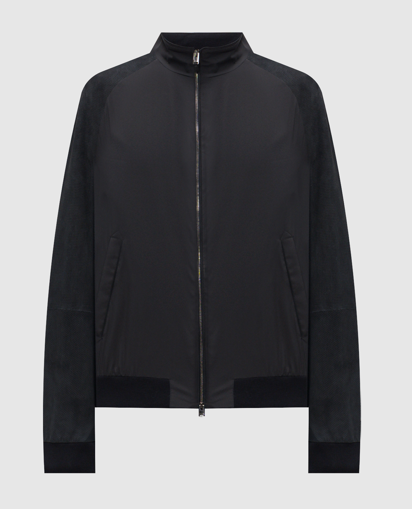 Черная комбинированная куртка с замшей