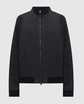 Canali Черная комбинированная куртка с замшей LE00303O70485