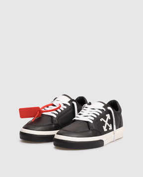 Off-White Чорні шкіряні кросівки Vulcanized з емблемою OWIA288C99LEA002