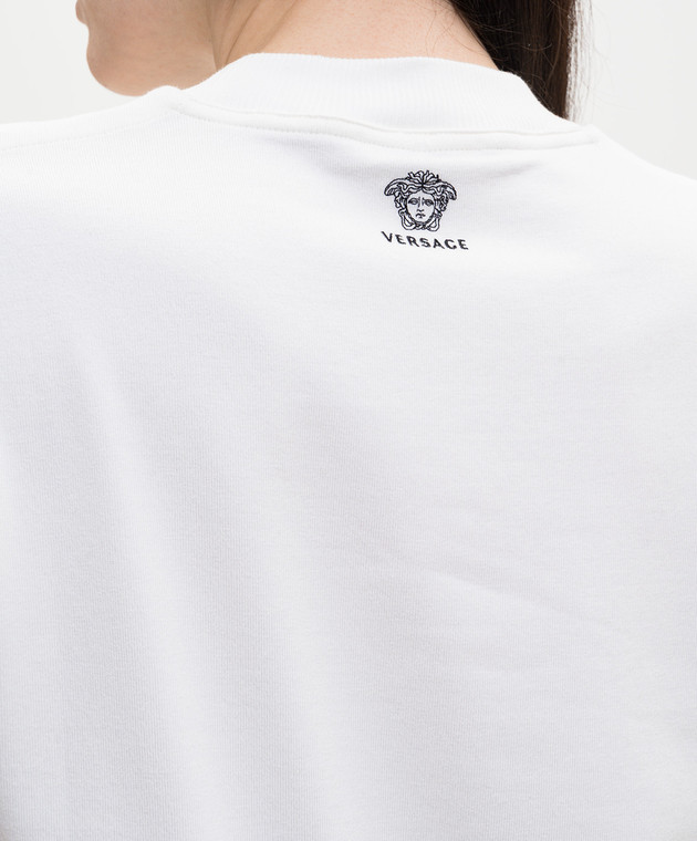 Versace Белая футболка с вышивкой 10236941A17888 изображение 5