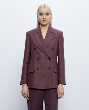 Brunello Cucinelli Бордовий двобортний жакет льону MH5277092