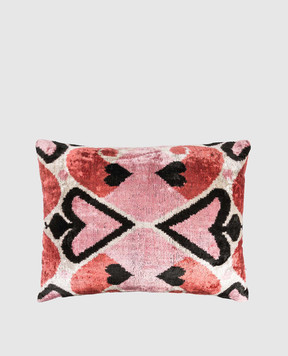 Les Ottomans Розовая декоративная подушка из шелка в принт V30840X50D