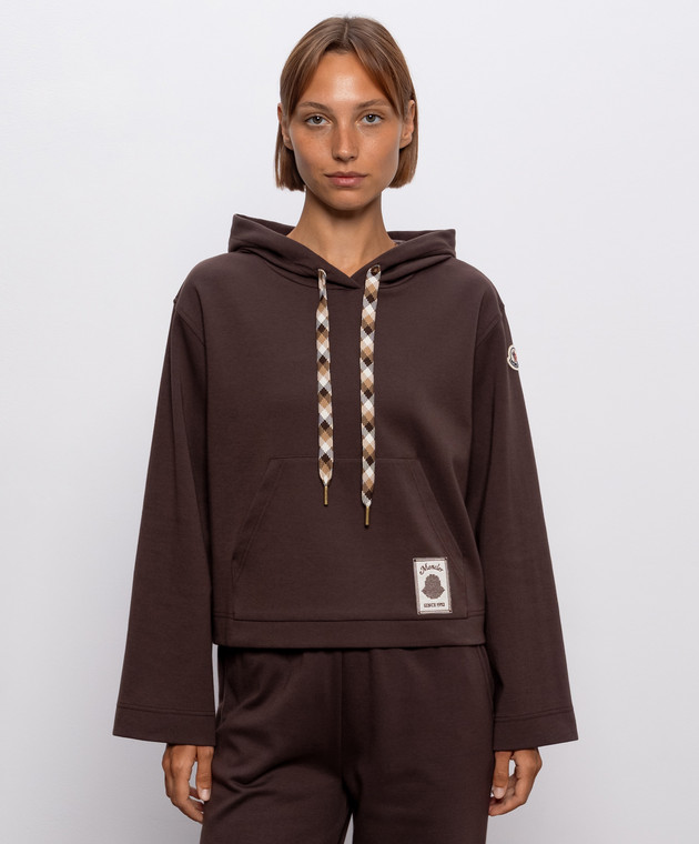 Moncler Коричневые худи с нашивкой логотипа L20938G0000189BG3 изображение 3