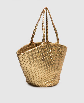 Dragon Золотистая кожаная плетеная сумка-тоут Egola DGS68026