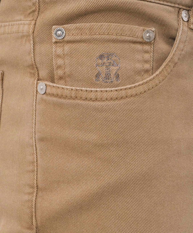 Brunello Cucinelli Коричневые джинсы с вышивкой эмблемы M277PB3210 изображение 5