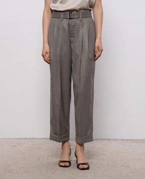 Brunello Cucinelli Сірі штани з вовни в смужку MP189P8995