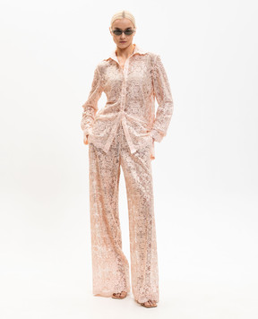 Ermanno Scervino Розовая блуза из кружева в кристаллы D482K725CTUEO