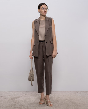 Peserico Коричневий жилет з льону A0303202606