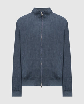 Enrico Mandelli Синяя куртка из шерсти, шелка и льна 3T501A6020