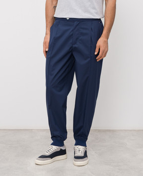 Brunello Cucinelli Синие брюки с принтом эмблемы MB4223580T