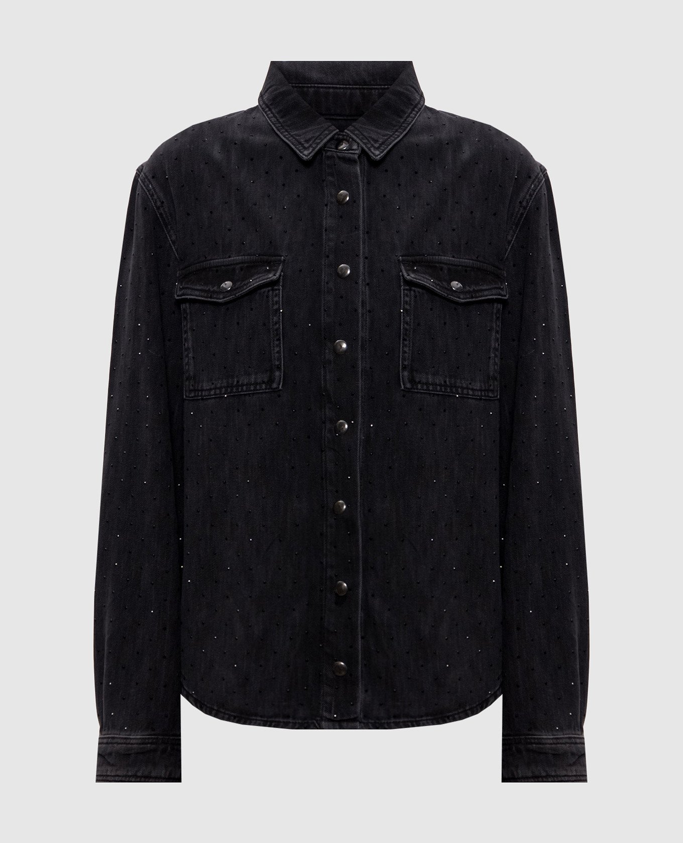 

Черная рубашка джинсовая с логотипом, Черный, Рубашки