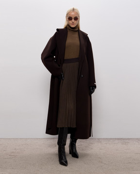Max Mara Sportmax Коричневое пальто OLMO из шерсти SPXOLMO