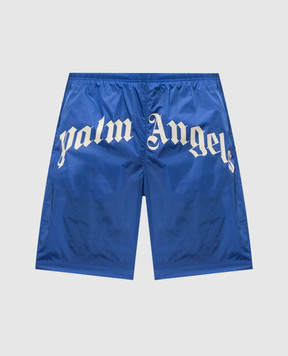 Palm Angels Сині шорти для плавання з принтом логотипа PMFD018S26FAB001