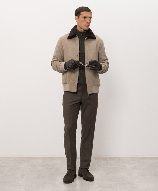 Bertolo Cashmere Коричневі штани з вовни та кашеміру 000350001391 зображення 2