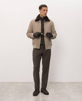 Bertolo Cashmere Коричневі штани з вовни та кашеміру 000350001391