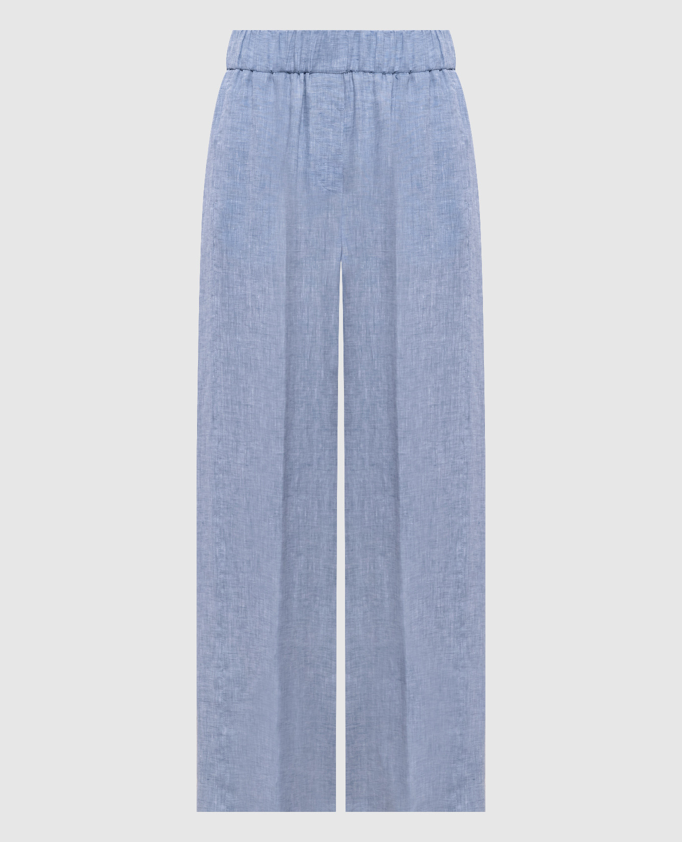 Голубые брюки из льна