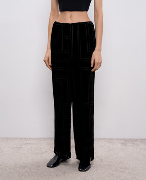 Toteme Черные бархатные брюки с шелком 261WRB1092FB0548