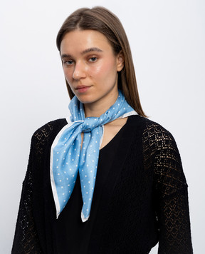 Agnona Голубой платок из шелка в горох AS1105S4059