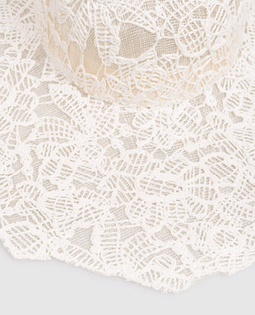 Ermanno Scervino Life Белая шляпа в цветочный узор с рафией D484V500ZQP