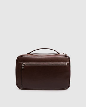 Brunello Cucinelli Коричнева шкіряна глянцева сумка Travel MWVEBU441