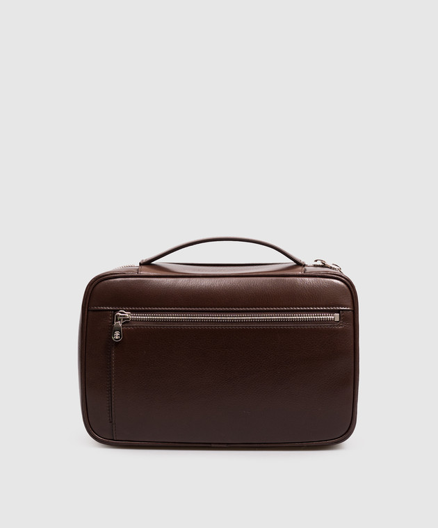 Brunello Cucinelli Коричнева шкіряна глянцева сумка Travel MWVEBU441 зображення 3