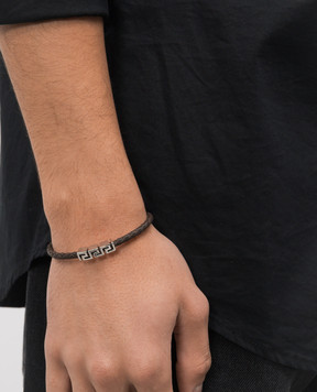 Versace Коричневий шкіряний браслет Greca 10227921A00637