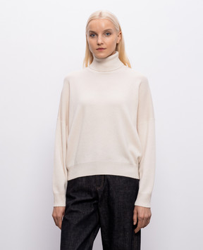 Brunello Cucinelli Бежевий светр з кашеміру з ланцюжком моніль M12744403P