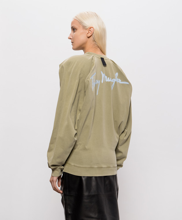 Thierry Mugler Світшот з акцентними плечима кольору хакі 26F3TS01306032 зображення 4