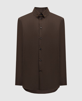 Loro Piana Коричневая рубашка из шерсти Теа FAQ1280