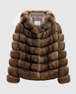 Rindi Коричнева шуба з хутра соболя з капюшоном 101ZB025