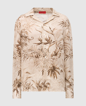 ISAIA Бежевая рубашка из льна в принт CAM218C1110