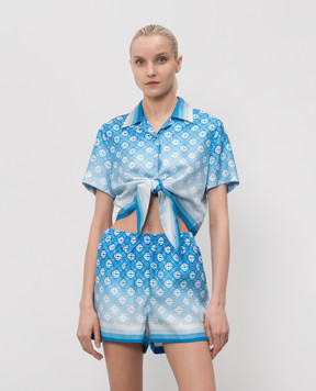 Casablanca Синя блуза із шовку в принт WSS26SH26601