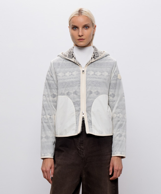 Moncler Двостороння куртка кольору айворі з вовною L20939B00063N0464 зображення 4