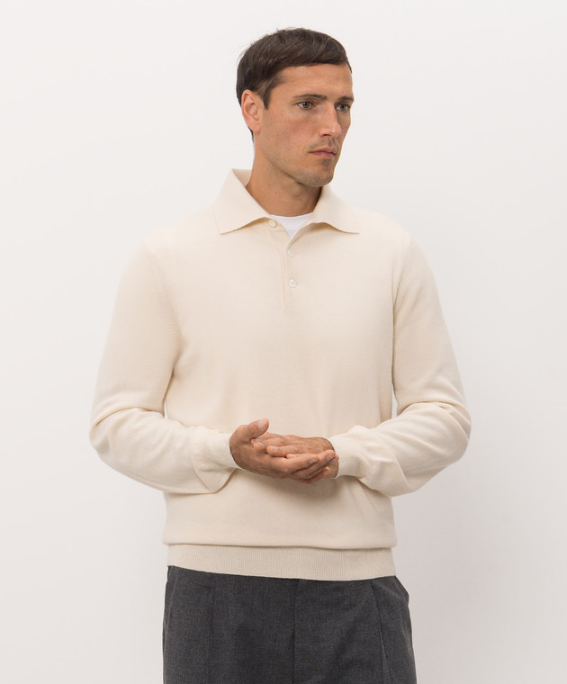 Brunello Cucinelli Поло бежевого цвета из кашемира M2200295 изображение 3