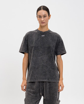 Off-White Сіра футболка з принтом 2AA089F25JER003