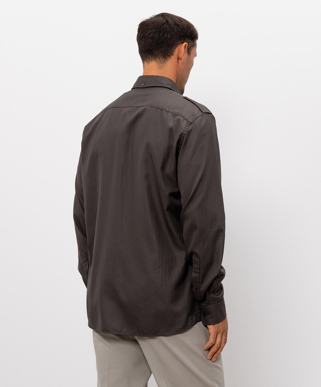 Brunello Cucinelli Коричнева сорочка у візерунок MD6973059 зображення 4