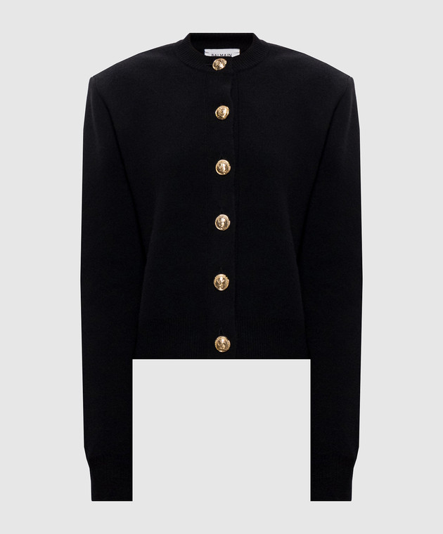 Balmain Черный кардиган из кашемира и шерсти мериноса CA0000000013