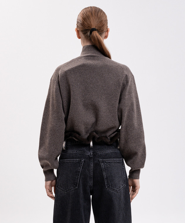 Alexander Wang Коричневый свитер с шерстью с каркасным низом 1KC4261092 изображение 4