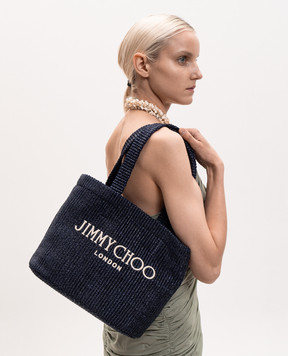 Jimmy Choo Синя сумка-тоут з рафії East-West BEACHTOTEEWMJYN