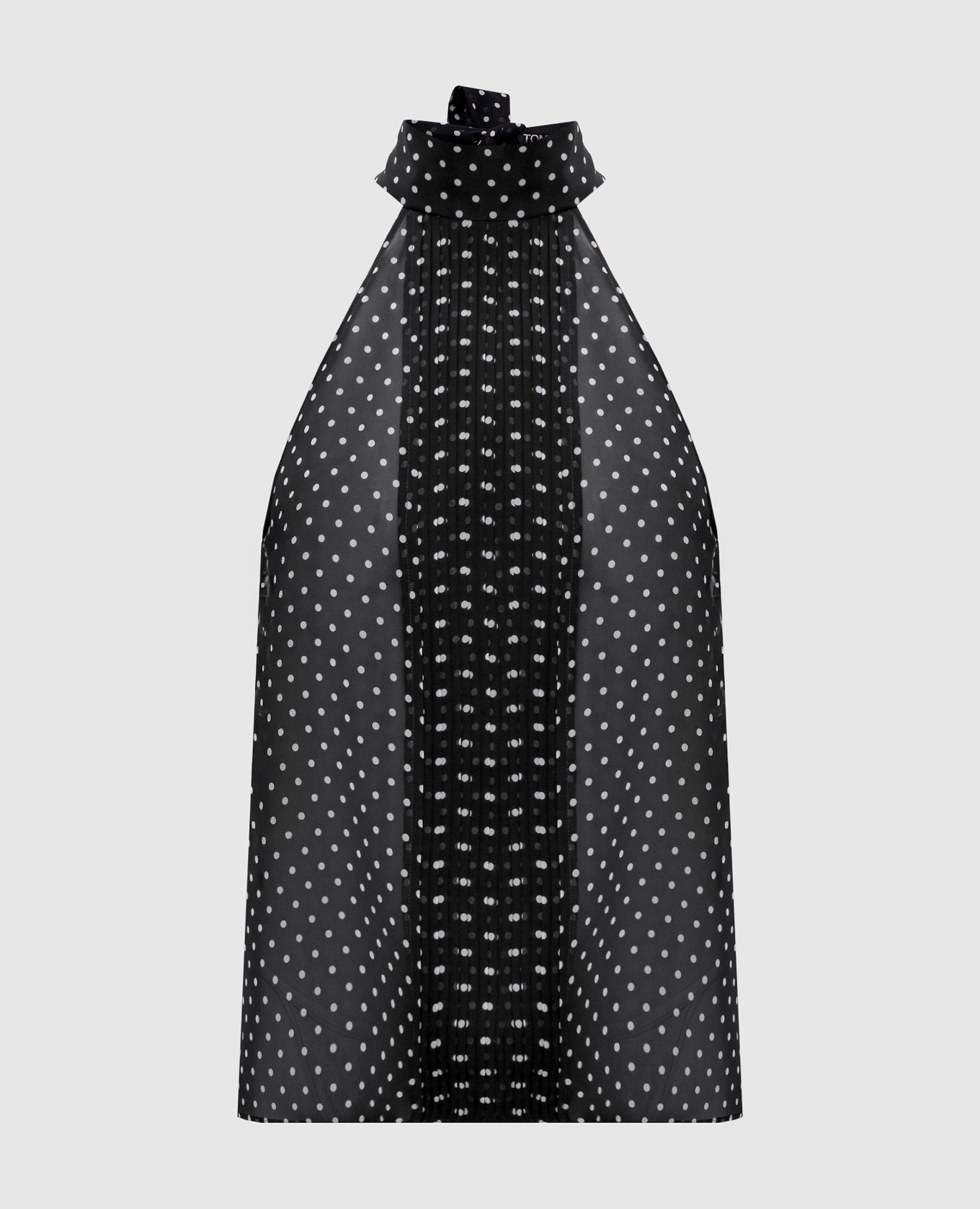 

Белый топ из шелка в горох, Черный, Топы