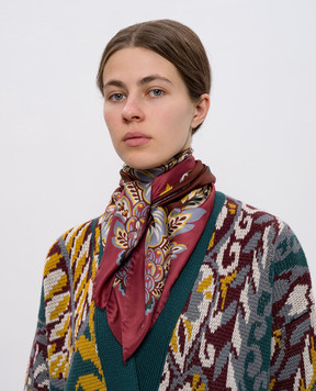 Etro Коричнева хустка із шовку з квітковим принтом WAXA0006AKD08