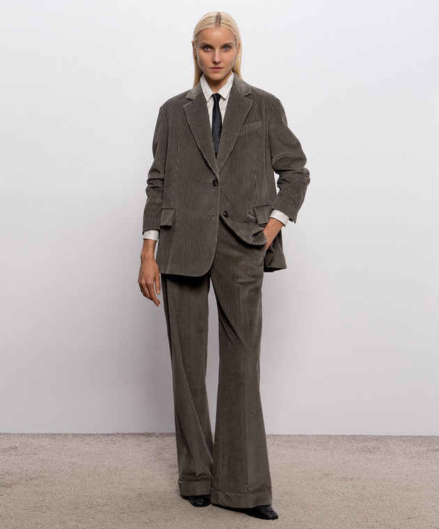 Brunello Cucinelli Зеленый двубортный вельветовый жакет MA1807105 изображение 2