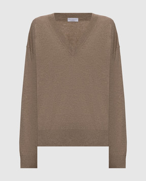 Brunello Cucinelli Коричневый пуловер из кашемира M12244412