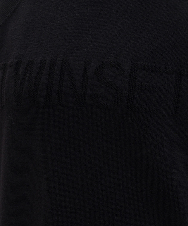 Twinset Черный худи с узором логотипа 262LI3NCC изображение 5