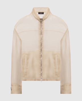 Peserico Бежева куртка із шовку з брендовим патчем E2105702880