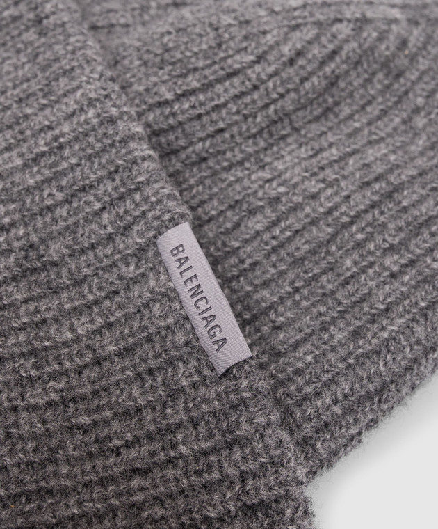 Balenciaga Серая шапка-бини из шерсти A001NH4G6B0 изображение 3