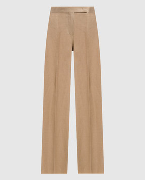Max Mara Коричневые брюки из льна MXSBIG