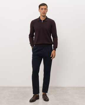 Bertolo Cashmere Фиолетовое поло из шерсти и шелка с фактурным узором 902473002514